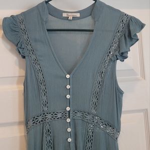Blue summer dress - high low cut